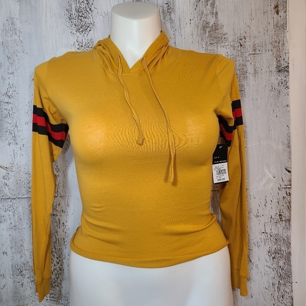 ON Fire  Long Sleeve Hoodie Juniors dark mustard y